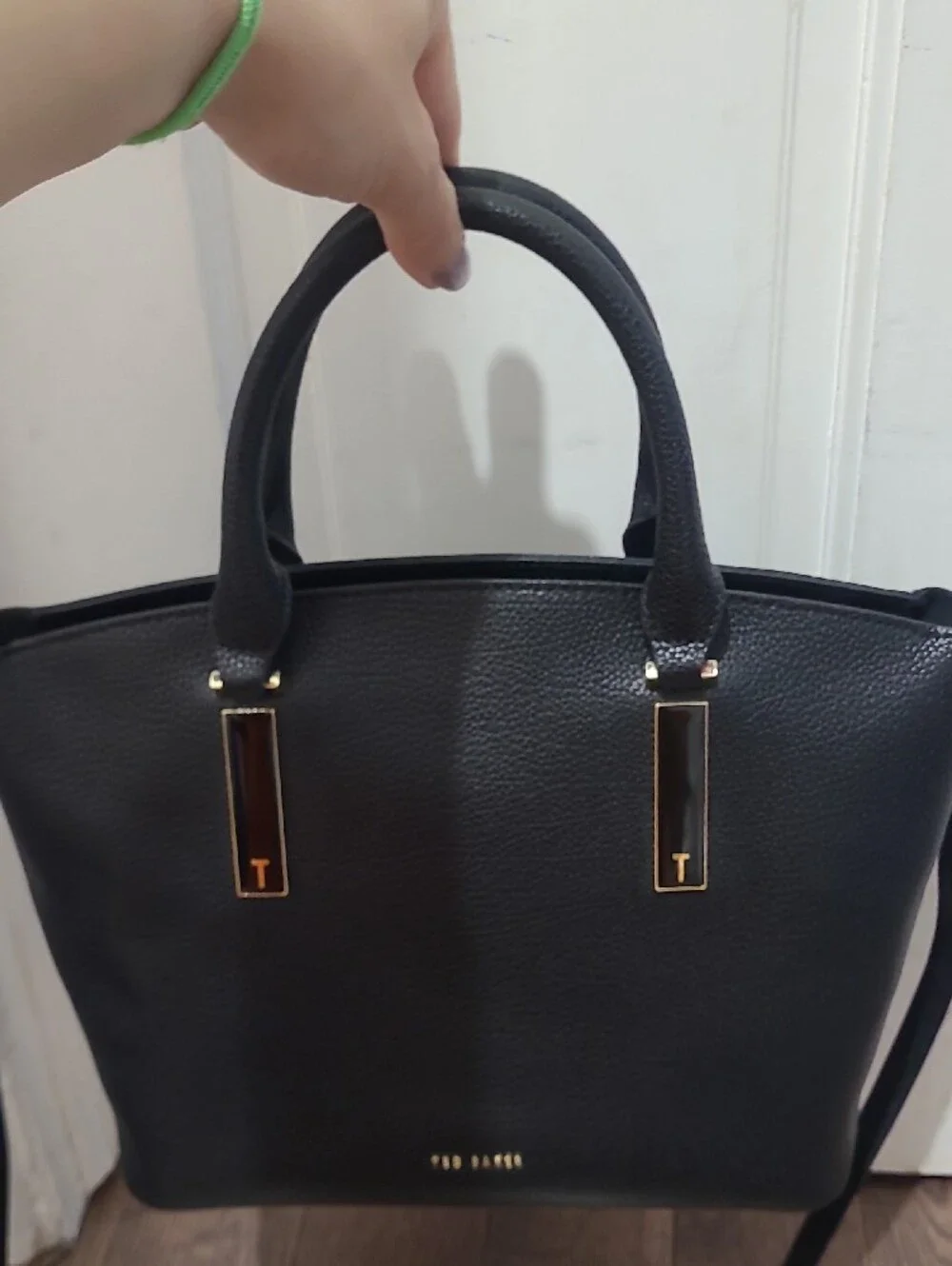 Ted Baker Black Pebbled Leather Satchel Curved Small Shopper